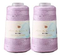 50g x 2 Rolls Cotton Yarn Sequin Knitting Yarn Glitter Crochet Threads Cotton Hand Knitting Yarns for Knitting Shawl Scarf Sweater Hat Craft Projects