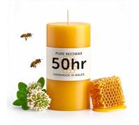 50hr Pure Beeswax Pillar Candle - Handmade in Wales - Natural Beeswax Candles for Home Decor - Perfect for Relaxation and Ambiance
