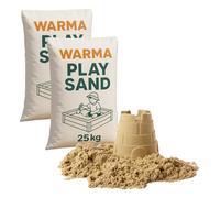 50kg Warma Premium Grade Play Sand - Non Toxic - Natural & Triple Washed - Suitable For Childrens Kids Indoor & Outdoor Sensory Play Areas Sandpits - 2 x 25kg Bags