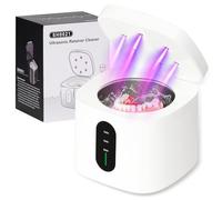 50KHZ Ultrasonic Retainer Cleaner, 3/5/8 Minutes Timer, Retainer & Aligner Cleaner Machine for Dentures, Mouthguards, Toothbrush Heads, Jewelry - Compact Portable Design, Low Noise (White)