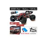 (50KM Red 1Battery) Super Brushless 4WD RC Car With LED Remote Control Cars High Speed Drift Racing 4x4 Off Road Truck Kid