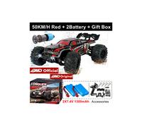 (50KM Red 2Battery) 4WD 1:16 Super Brushless Brushed RC Car 4x4 Off Road Remote Control High Speed Drift Racing Truck Toy