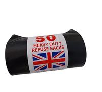 50L 50 Bin Bags Heavy Duty Bin Liners, Black Plastic Refuse Sacks large Garbage Waste Dustbin Bags for Kitchen Home Office DIY Garden from 100% Recycled Material