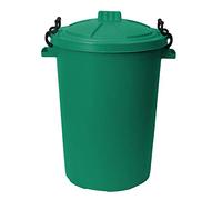 50L 50 Litre Heavy Duty Plastic Clip Lock Lid Bin - Dark Green, Single Bin - for Indoor or Outdoor Use for Collection of Rubbish, Waste or Storage of Animal Feed.