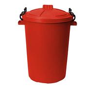50L 50 Litre Heavy Duty Plastic Clip Lock Lid Bin - RED, Single Bin - for Indoor or Outdoor Use for Collection of Rubbish, Waste or Storage of Animal Feed.
