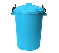 50L 50 Litre Heavy Duty Plastic Clip Lock Lid Bin - Sky Blue, Single Bin - for Indoor or Outdoor Use for Collection of Rubbish, Waste or Storage of Animal Feed.