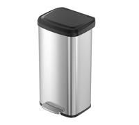 50L/68L Steel Kitchen Pedal Bin, Silver + Black / 68L (40.4 x 38 x 77 cm)