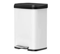 50L/68L Steel Kitchen Pedal Bin, White + Black / 50L (40.4 x 38 x 58.5 cm)