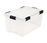 IRIS Pack of 4 x 50 Ltr Large Plastic Airtight Clear Damp Area Dry Storage Box! L 59cm x W 39cm x H 29cm - Sealed Hermetically Lid! Pack of 4 Containers