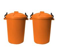 ( ) 50l Bin Clip Lock Storage Bin Large Dust Bin Food Grade Heavy Duty Plastic Kitchen Bin Waste Rubbish | Garden Compost Animal Feeding Bin - Made in UK. (Orange, Orange)