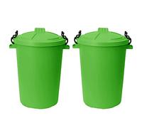 ( ) 50l Bin Clip Lock Storage Bin Large Dust Bin Food Grade Heavy Duty Plastic Kitchen Bin Waste Rubbish Compost Animal Feeding Bin - Made in UK. (Lime Green, Lime Green)