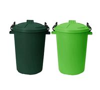 ( ) 50l Bin Storage with Clip Lock Large Dust Bin Food Grade Plastic Kitchen Bin for Waste/Rubbish | Garden Compost/ Animal Feeding - Made in UK. (Lime Green, Dark Green)