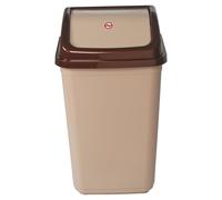 URBNLIVING 5L/20L/30L/50L Plastic Waste Management Recycling Bin Trash Can Dustbin with Swing Lid for Office, Kitchen and Bathroom (50L Brown/Beige)