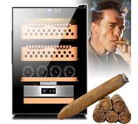 50l Cigar Humidor Cabinet (Storage Capacity: Approximately 200~300 Cigars), Intelligent Electronic Cigar Humidor Cabinet, With 1 Box Shelf and 2 Cedar Cigar Baskets Black-B