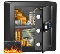 50L Digital Fingerprint Safe Box with LCD Screen Sensor Light, Biometric Fireproof Home Safe with Voice Prompt, Dual Warning, Money Safe with a Fireproof Bag for Home Office Hotel Cash Jewelry