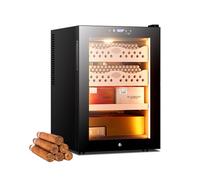 50L Electric Cigar Humidor with Temp Control, 300-Cigar Capacity, Cedar Shelves & Drawer, Cooling Cigar Cabinet for Men - Home Office Cigar Storage