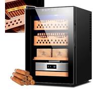 50L Electric Cigar Humidors Temperature Control Cabinet with Cedar Wood Shelves Drawer, 300 Capacity Electric Cooling Cigar Fridge, for Men