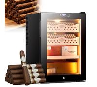 50L Electric Humidor, Refrigerated Cigar Cabinet Temperature Control for 200-300 Cigars, Spanish Cedar Wood Shelves Hygrometer
