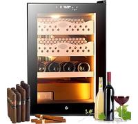 50L Electric Humidor, Refrigerated Cigar Cabinet Temperature Control for 200-300 Cigars, Spanish Cedar Wood Shelves Hygrometer
