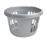 50L High Grade Plastic Deluxe Round Silver Laundry Basket Washing Clothes Laundry Hamper bin Storage Basket/Organiser Space Saving Bucket Washing Linen Basket For Toys Bathroom Bedroom (Round)