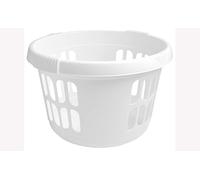 50L High-Grade Plastic Round Washing Clothes Basket with Integral Handle Linen Storage Bin Fits in Corners Spacious Storage Clothes Laundry Hamper, Toys Organiser For Bathroom Laundry Room - Ice White