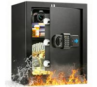 50L Large Safe Safe Fireproof for Home, Digital Safe with Key, Sensor Light and Removable Shelf, Anti-Theft Safe Safes for Money, Documents, Medicine