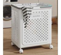 50L Laundry Basket Plastic Washing Baskets for Laundry Rolling Laundry Hamper Foldable Laundry Basket with Handle and Wheels Clothes Storage for Laundry Room,Bathroom,Bedroom,Dorm