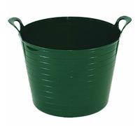 50L Litre Heavy Duty Plastic Clip on Lid Dustbin with 42L Litre Robust Flexi Muck Bucket Garden Home Tub Animal Feed Storage Garbage Waste Bin Indoor Outdoor Uses (Dark Green, 42L Flexi Tub)