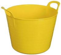 50L Litre Heavy Duty Plastic Clip on Lid Dustbin with 42L Litre Robust Flexi Muck Bucket Garden Home Tub Animal Feed Storage Garbage Waste Bin Indoor Outdoor Uses (Yellow, 42L Flexi Tub)