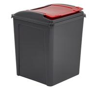 50L Litre Plastic Bin with Flap Lid - Indoor & Outdoor Waste Bin for Kitchen & Bathroom | Utility Storage Bin for Home, Garden & Animal Feed (50L Recycle Bin (Red))