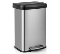 50L Rectangular Waste Bin Stainless Steel Step Trash Can Recycling