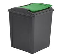 50L Recycling Bin & Lid - Graphite/Green Dustbin Trash Can Rubbish Waste Bin 50 Litre Storage of Animal Feed For Kitchen Home and Office Use Made in UK