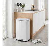 50L Square Stainless Steel Kitchen Pedal Bin with Soft Close Lid