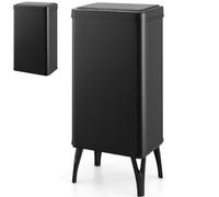 50L Stainless Steel Automatic Sensor Kitchen Bin with Soft Closure Lid & Detachable Legs Touchless Infrared Motion Waste Bin for Home Office Fingerprint Proof Smart Trash Can Dustbin (Black)