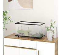 PawHut Turtle Tank 50 Litre Glass Turtle Aquarium with Easy Drainage 60 x 30 x 3
