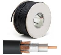 50M (164 Ft) - Black Rg6 Coaxial Cable - 75Ohm Tv Aerial Satellite Freeview Wire Reel Drum
