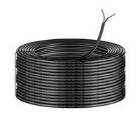 50M/164ft 12V Low Voltage Wire, Outdoor Landscape Lighting Cable, 2 * 0.3mm² Conductor Extension Cable, 22AWG Electrical Cord Red & Black Tinned Copper Hookup Wire Kit, 2 Core with Black Reel Package
