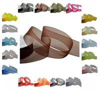 50m / 25m Roll Luxury Organza Woven Edge Ribbon Reel Rolls 3mm, 9mm, 15mm, 25mm, 40mm (Brown, 15mm - 25 Metres)