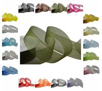50m / 25m Roll Luxury Organza Woven Edge Ribbon Reel Rolls 3mm, 9mm, 15mm, 25mm, 40mm (Dark Green, 9mm - 25 Metres)