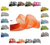 50m / 25m Roll Luxury Organza Woven Edge Ribbon Reel Rolls 3mm, 9mm, 15mm, 25mm, 40mm (Orange, 9mm - 25 Metres)