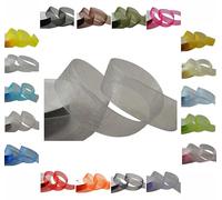 50m / 25m Roll Luxury Organza Woven Edge Ribbon Reel Rolls 3mm, 9mm, 15mm, 25mm, 40mm (Silver, 9mm - 25 Metres)