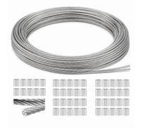 50M 304 Stainless Steel Wire, 7x7 Strand Core Rope with 50 Crimping Sleeves