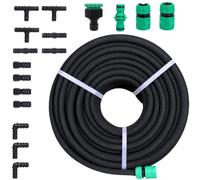 50m Drip Irrigation Hose, Porous Soaker Pipe, Fits for Gardens | Recycled Rubber Material, Porous Water Saving Design, Fits for Gardens Greenhouses Black