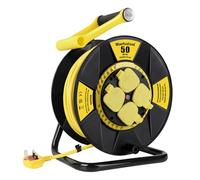 50M Extension Outdoor or Indoor Lead IP44 Rated, 4 Socket Extension Reel, Heavy Duty Extension Cable, Thermal Cut Out, UK Outdoor Plug, Dust-Proof Extension Lead for Garden, Garage,Camping