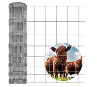 50m L8/80/15 Wire Agricultural Fencing Hot Dipped Galvanized Livestock Stock Fence for Pig Sheep Deer Cow Horse, 1.8mm Wire Diameter Animal Farm Protective Border Paddock Boundary Fence Garden Netting