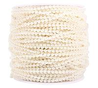 50M/Roll 3mm Fishing Line Artificial Pearls String Beads Chain Garland for Wedding Party Decoration Party Supplies DIY Crafts (Beige)