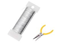 50m Silver Jewellery Wire, 0.35mm Craft Wire with Pliers, Flexible Aluminium Wire for Crafts, DIY, Modelling, Artistic Projects