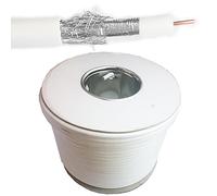 50m White External/Outdoor Coaxial/Coax RG6 Aerial Cable - Shielded Sat/Satellite Freeview TV CCS Core & PVC Jacket Wire - Loops