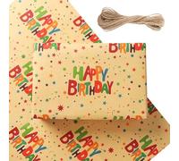 50m x 70cm Birthday Wrapping Paper Roll, 10pcs Colorful Happy Birthday Kraft Gift Wrapping Paper for Gift Wrap Christmas Men Women Girls Boys
