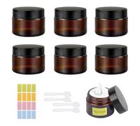 50ml Amber Glass Jars 8Pcs - Cosmetic Jars with Lids Lotion Container, Empty Glass Pots Face Cream Lotion Storage Jar for Make Up, Sample, Travel Use